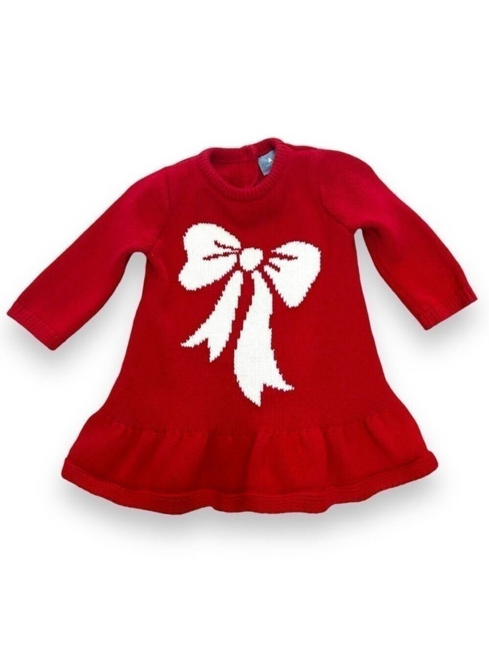 Gap Baby Red White Knitted Sweater Dress - 3-6 Months